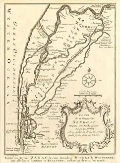 Senegal Prints: Cours de la Rivière du Sénégal Senegal River 1st sheet. BELLIN/SCHLEY 1747 map