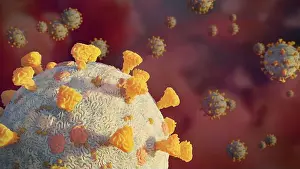 Infectious Prints: Covid-19 virus, Coronavirus epidemic, health threatening influenza virus