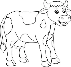 Hoof Prints: Cow Coloring Page Isolated for Kids