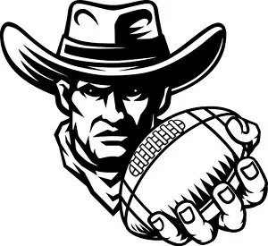 Footbal Prints: Cowboy American Football Ball Sports Team Mascot