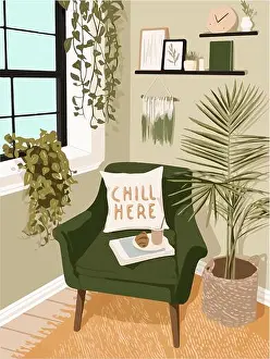 Croissant Prints: Cozy room corner near the window