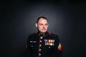 Disability Prints: Cpl (Ret.) Matthew Bradford, who lost both his legs and sight in an IED blast in Iraq in 2007