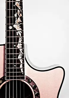 Acoustic Guitar Prints: Crafter acoustic guitar with a mountain range up the fret board
