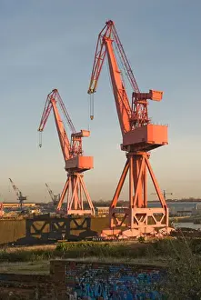 Demolition Prints: Cranes in Swan Hunter's shipyard, Wallsend, Tyneside