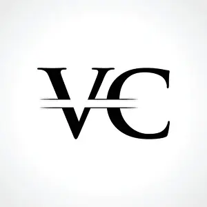 Connecting Prints: Creative Letter VC Logo Vector Template With Black Color. VC Logo Design
