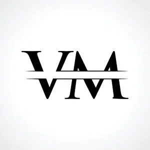 Connecting Prints: Creative Letter VM Logo Vector Template With Black Color. VM Logo Design