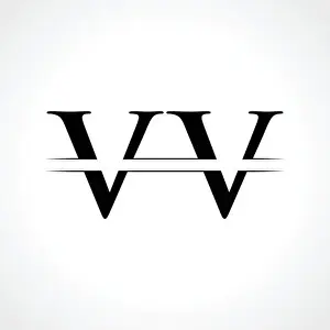 Connecting Prints: Creative Letter VV Logo Vector Template With Black Color. VV Logo Design