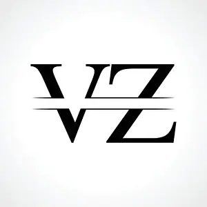 Connecting Prints: Creative Letter VZ Logo Vector Template With Black Color. VZ Logo Design