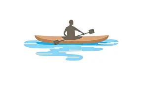 Canoe Prints: Creative Traditional Boat Man Rowing Symbol Logo Illustration
