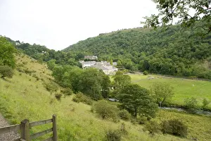 Peak District Prints: Cressbrook mill from the Monsal trail in the Peak District in Derbyshire
