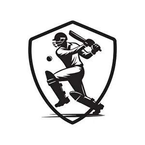 Practicing Prints: Cricket Player Logo Design Vector Illustration