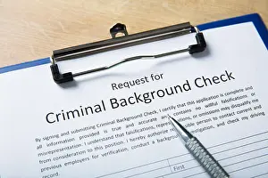 Descent Prints: Criminal Background Check Application Form With Pen
