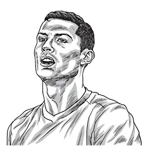 Ronaldo Prints: Cristiano Ronaldo Vector Portrait Drawing Line Illustration. Turin, August 27, 2018