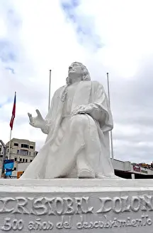New World Prints: Cristobal Colon statue Valparaiso Chile