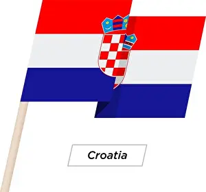 Rippled Prints: Croatia Ribbon Waving Flag Isolated on White. Vector Illustration