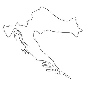 Croatia - solid black outline border map of country area. Simple flat vector illustration