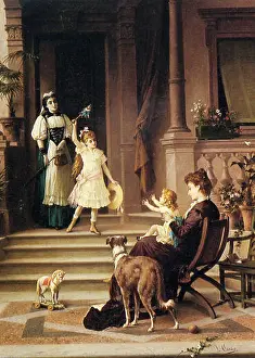 Sisters Prints: Crosio Luigi Sisters Homecoming 19th century
