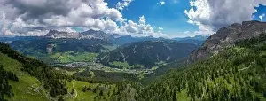 The Cross Monte Croce from Crusc da Rit Aerial view of the Dolomites mountain landscape in Trentino