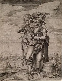 Graphic Arts Prints: The Crossbowman and the Milkmaid. Museum: PRIVATE COLLECTION