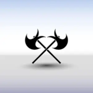 Chop Prints: Crossed battle axes icon. Vector battle axe