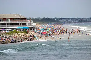 Packed Prints: Crowds of people enjoy a summer day at Ogunquit Beach, Maine