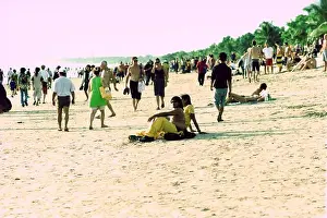 Surfboard Prints: Crowds relaxing on Kuta beach on the island of Bali