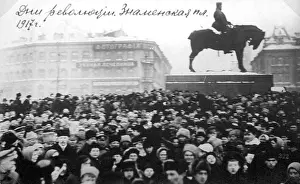 Rebellion Prints: Crowds on Znamenskaya Square, Petrograd, Russia, February Revolution, 1917