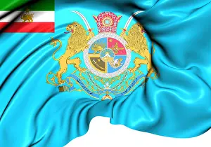 Curve Prints: Crown Prince of Iran Flag. Close Up.