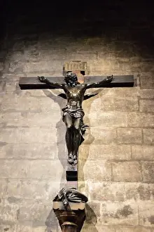 Crucifix Prints: Crucifix inside Notre Dame Cathedral before the fire in 2019