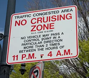 Salt Lake Prints: No Cruising Zone Sign - Downtown Salt Lake City - Utah