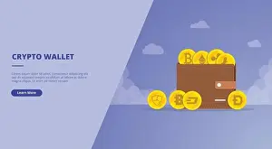 Homepage Prints: crypto wallet or digital cryptocurrency money for website design template banner or slide presentation cover vector