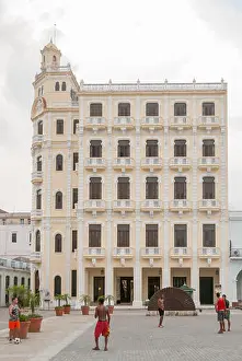 Havana Prints: Cuba, Havana, The Hotel Los Frailes on the square, Plaza Vieja