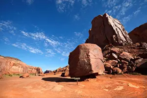 Navajo Prints: The Cube rock formation, Monument Valley, Arizona, America
