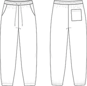 Fleece Prints: Cuff Sweatpants Flat Technical Drawing Illustration Five Pocket Classic Blank Streetwear Mock-up Template for Design