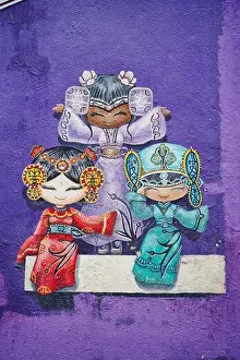 Bucket List Prints: Cultural Girls, Wo Ai Nee -Street mural depicting 3 cute girls