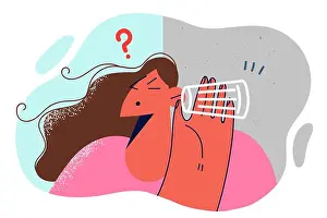 Gossip Prints: Curious woman leans glass against wall to eavesdrop on conversation and learn secrets of neighbors