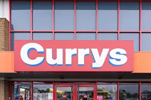 Retailer Prints: Currys electrical retailer sign name and logo UK