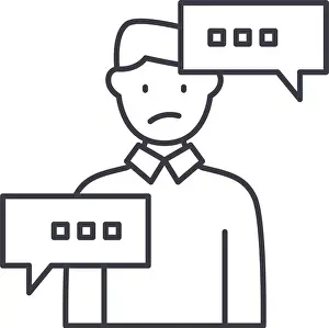 Headset Prints: Customer complaint icon, linear isolated illustration