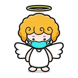 Cupid Prints: cute angel cartoon character wearing mask