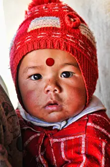 Bindi Prints: cute baby, Annapurna region of Nepal