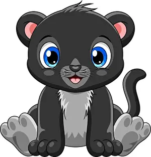 Cruel Prints: Cute baby panther cartoon isolated on white background