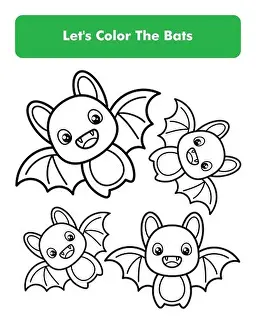 Cute Bats Coloring Book Page In Letter Page Size Children Coloring Worksheet Premium Vector Element