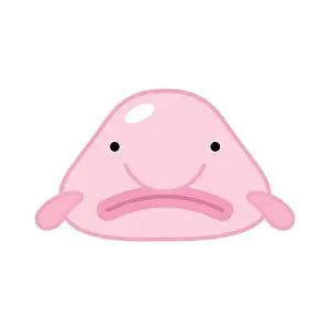 Human Face Prints: Cute blobfish or blob fish vector clipart. Deep sea cartoon fish with sad mouth