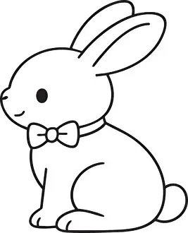 Rabbit Prints: Cute bunny outline illustration simple Easter rabbit character design
