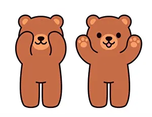 Hiding Prints: Cute cartoon bear playing Peekaboo