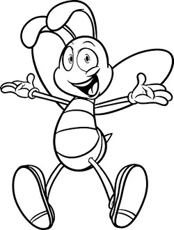 Cute cartoon bee happy moment coloring pages