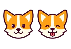 Pembroke Prints: Cute cartoon corgi face drawing