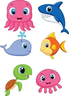 Whale Prints: Cute cartoon sea animals