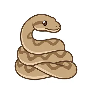 Curled Prints: Cute cartoon snake drawing. Brown ball python or boa constrictor