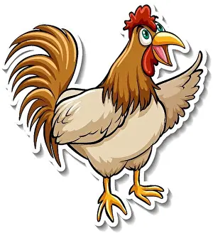 Alive Prints: A cute chicken cartoon animal sticker illustration